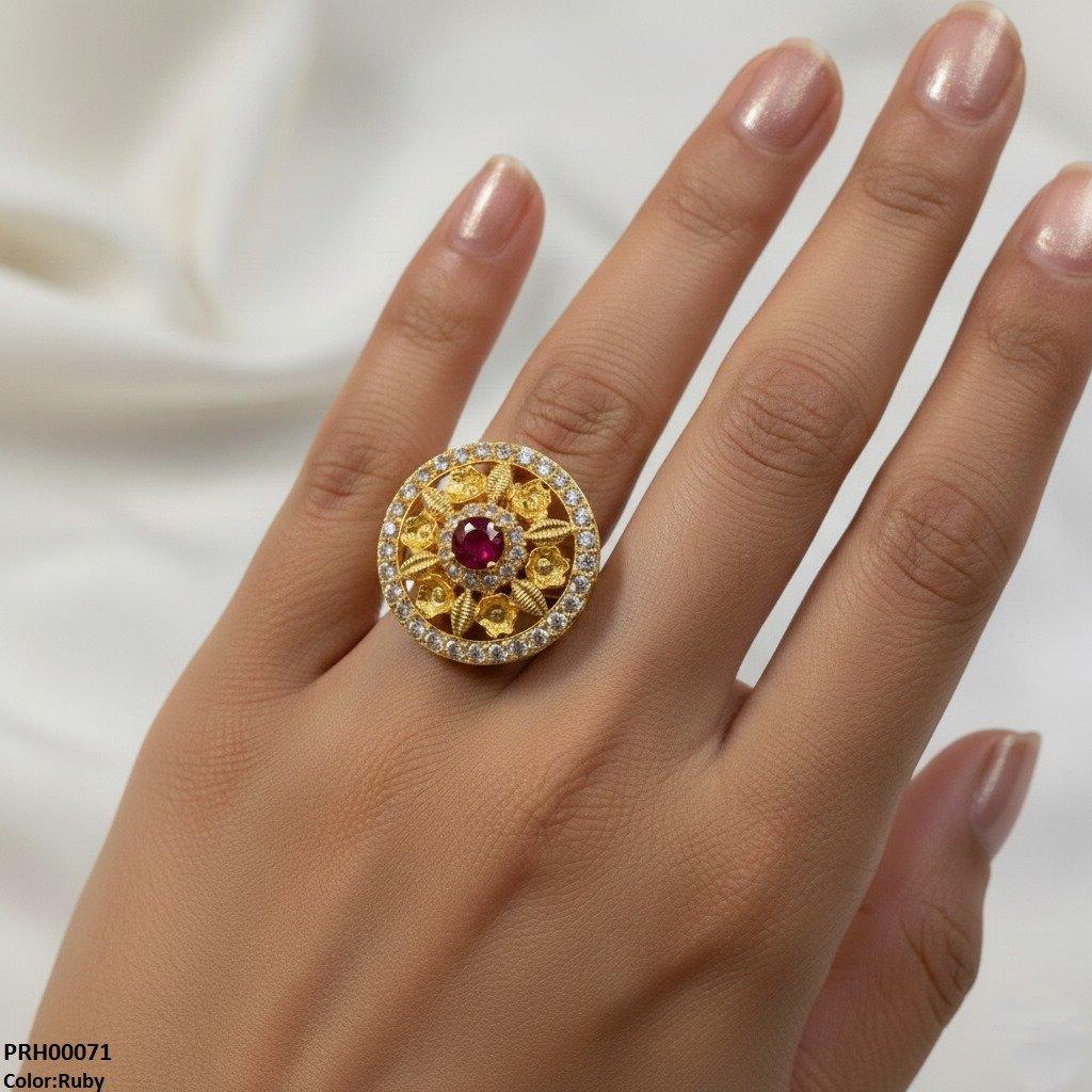 Round Flower Ring Adjustable
