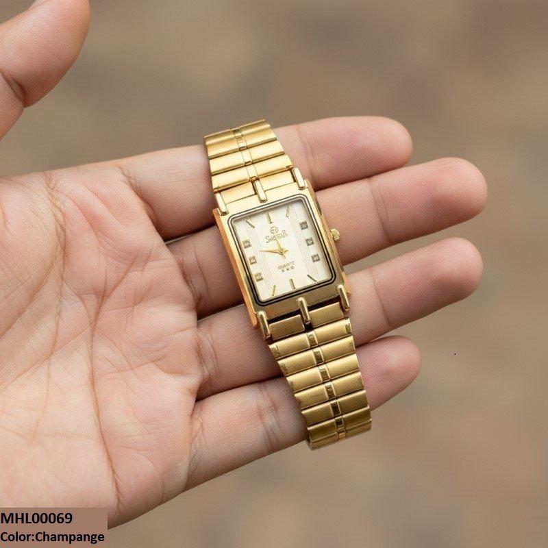 Rectangle Dial Stone Men's Watch