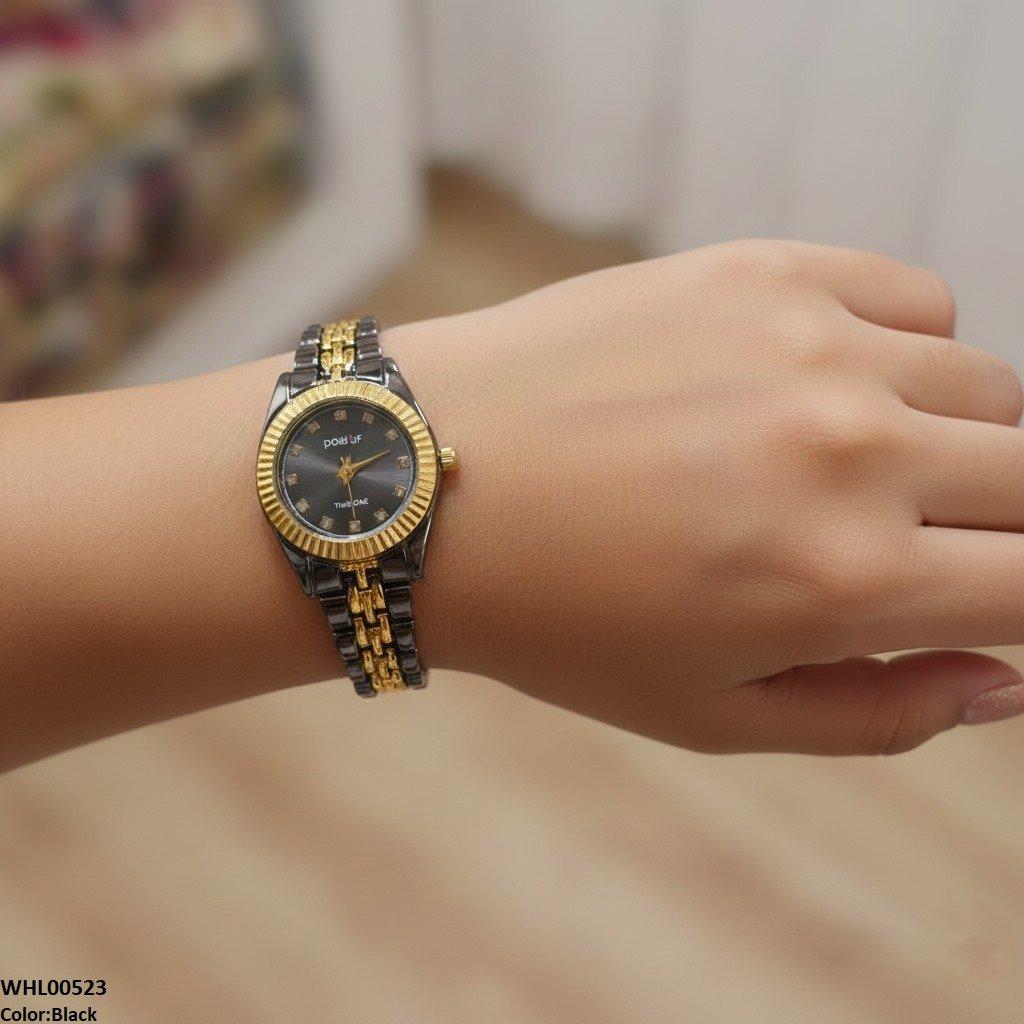 Round Black Chain Women's Watch