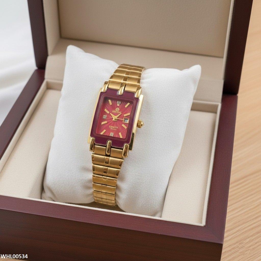 Rectangle Red Dial Women's Watch