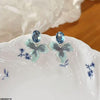Oval Flower Drop Earrings