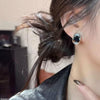 Round Stone Hoops Pair