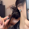 Round Stone Hoops Pair
