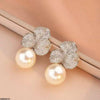 Floral Flower Pearl Drop Earrings