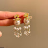Flower Pearl Drop Earrings