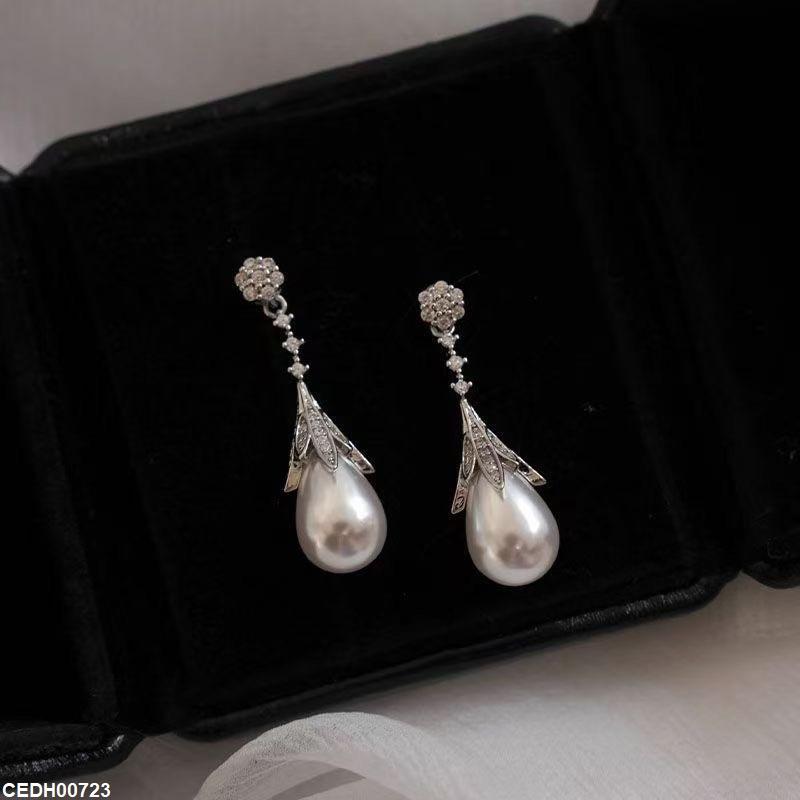 Round Pearl Drop Earrings