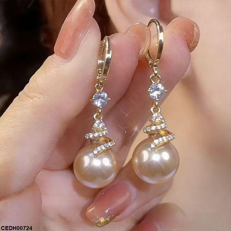 Round Pearl Drop Earrings