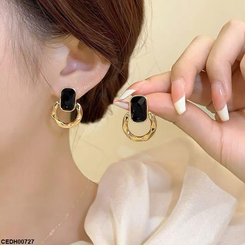 Square Round Drop Earrings