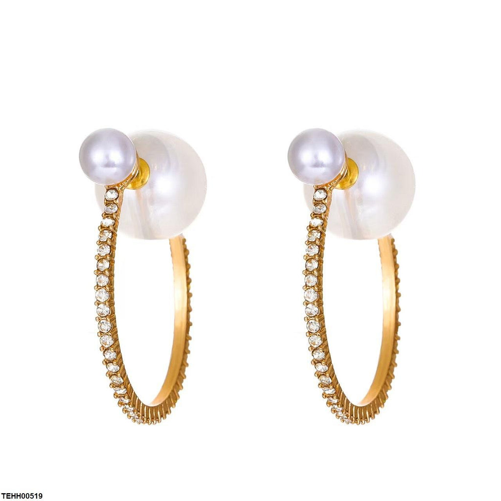 Pearl Round Hoops Pair