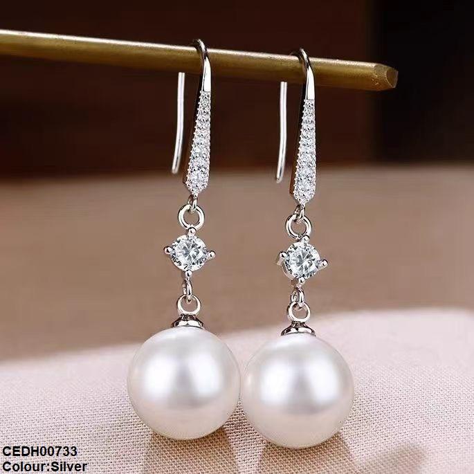 Round Pearl Drop Earrings
