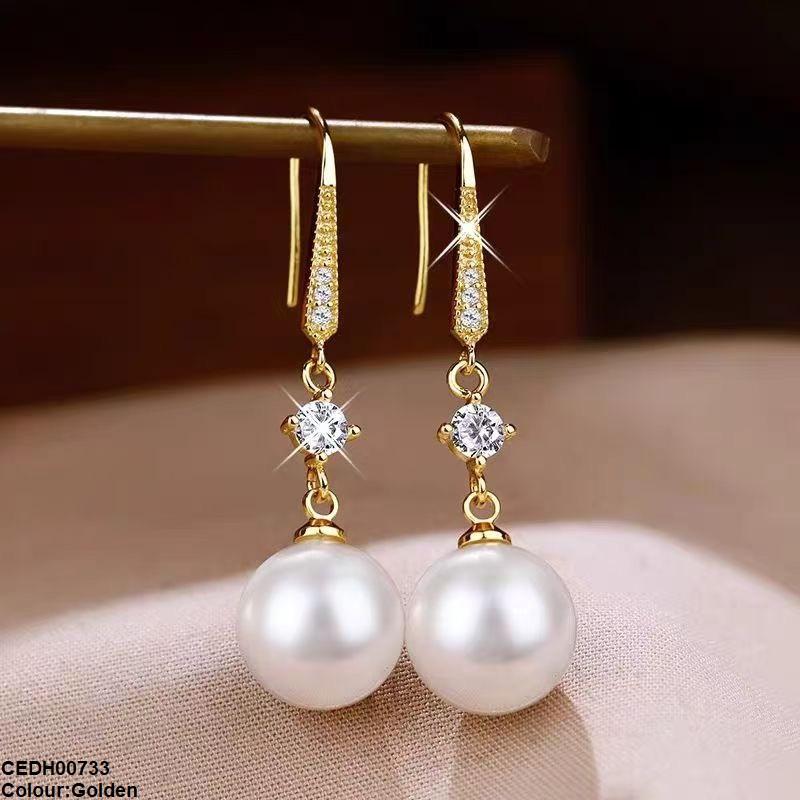 Round Pearl Drop Earrings