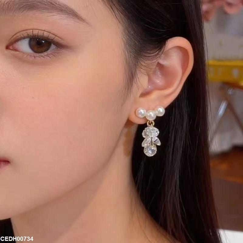 Pearl Diamond Drop Earrings