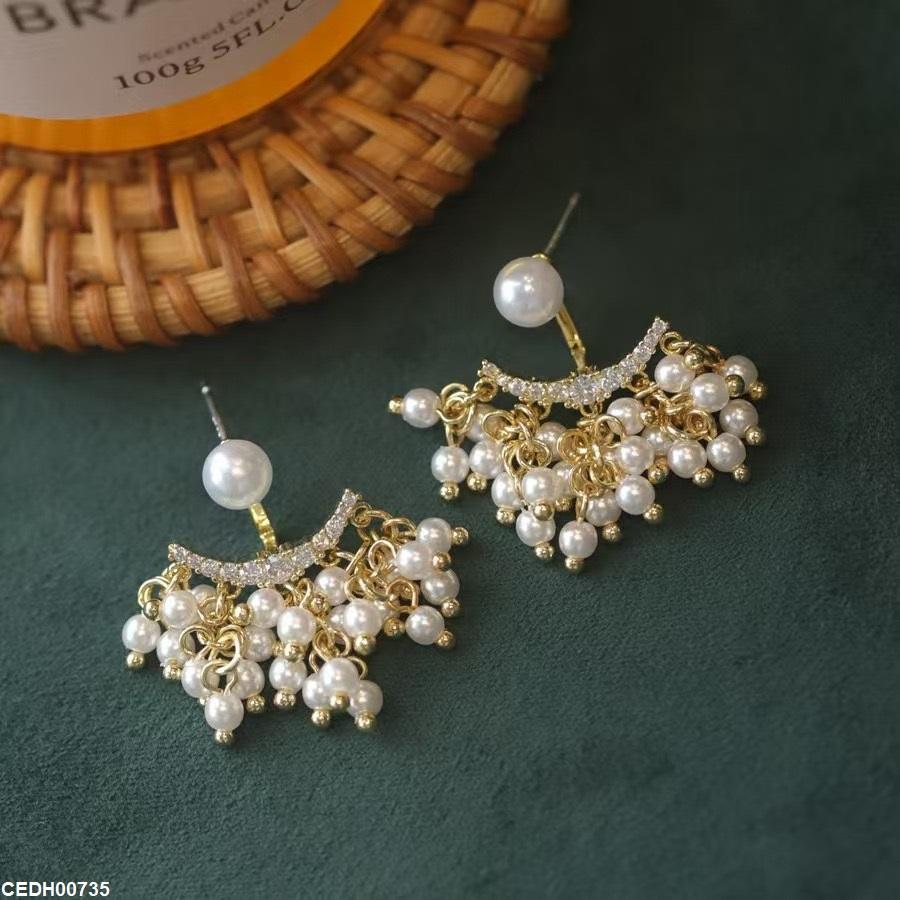 Crown Pearl Drop Earrings