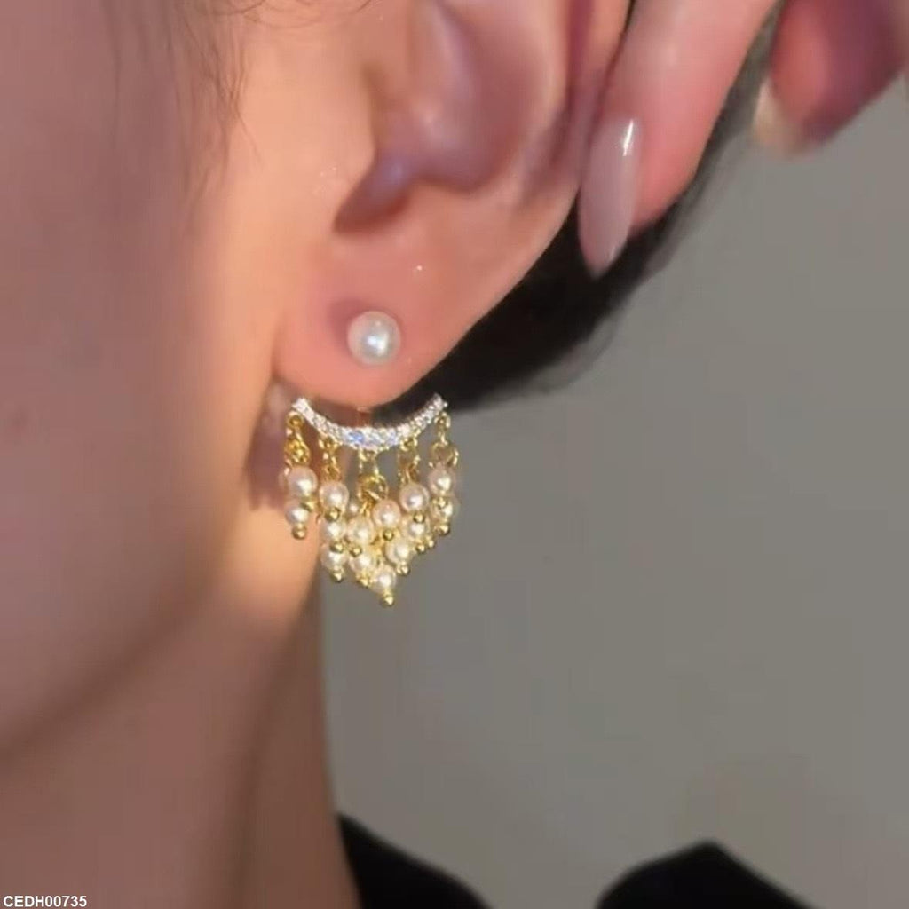 Crown Pearl Drop Earrings