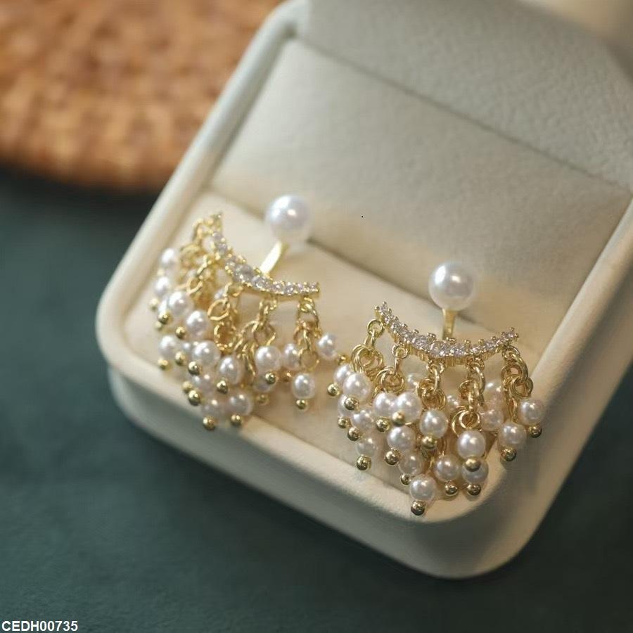 Crown Pearl Drop Earrings