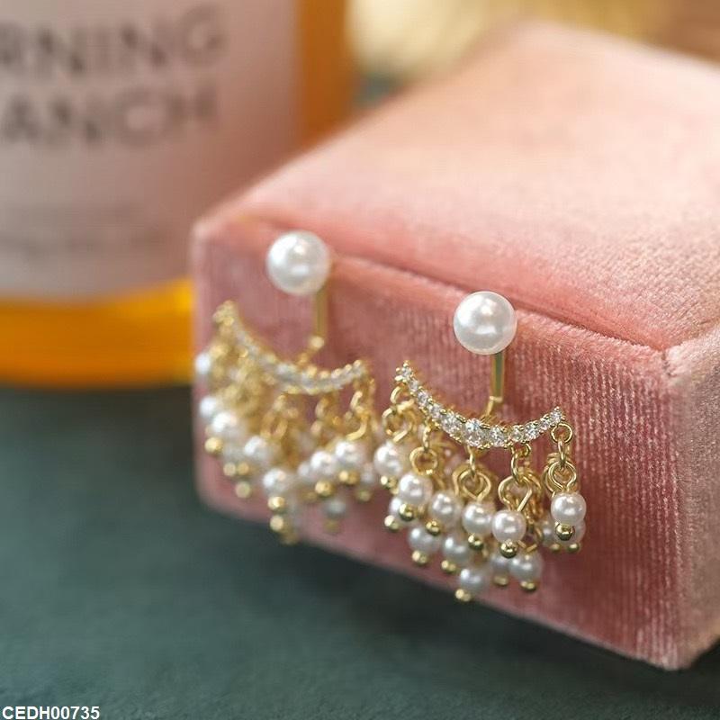 Crown Pearl Drop Earrings