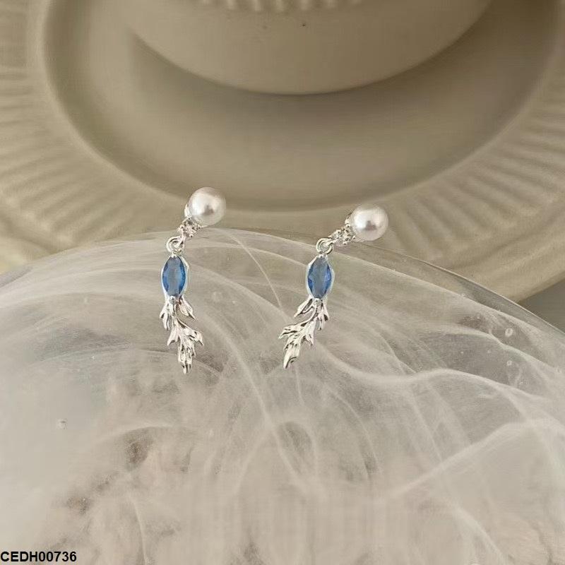 Pearl Leaf Drop Earrings