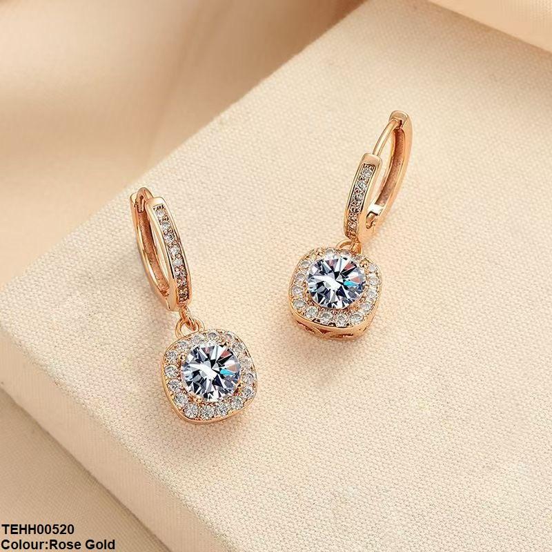 Square Drop Hoops Pair