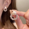 Round Pearl Zircon Stone Tops Pair
