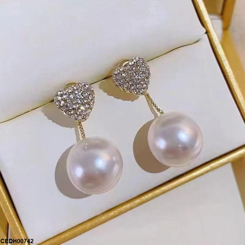 Heart Pearl Drop Earrings