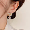 Flower Pearl Drop Earrings