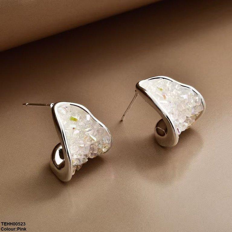 Triangle Zircon Stone Hoops Pair