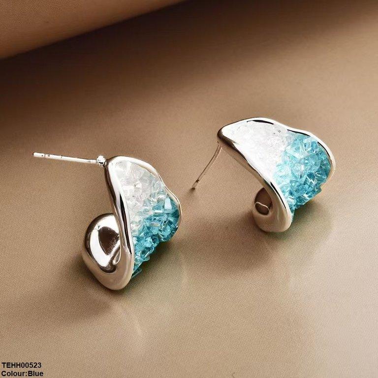 Triangle Zircon Stone Hoops Pair
