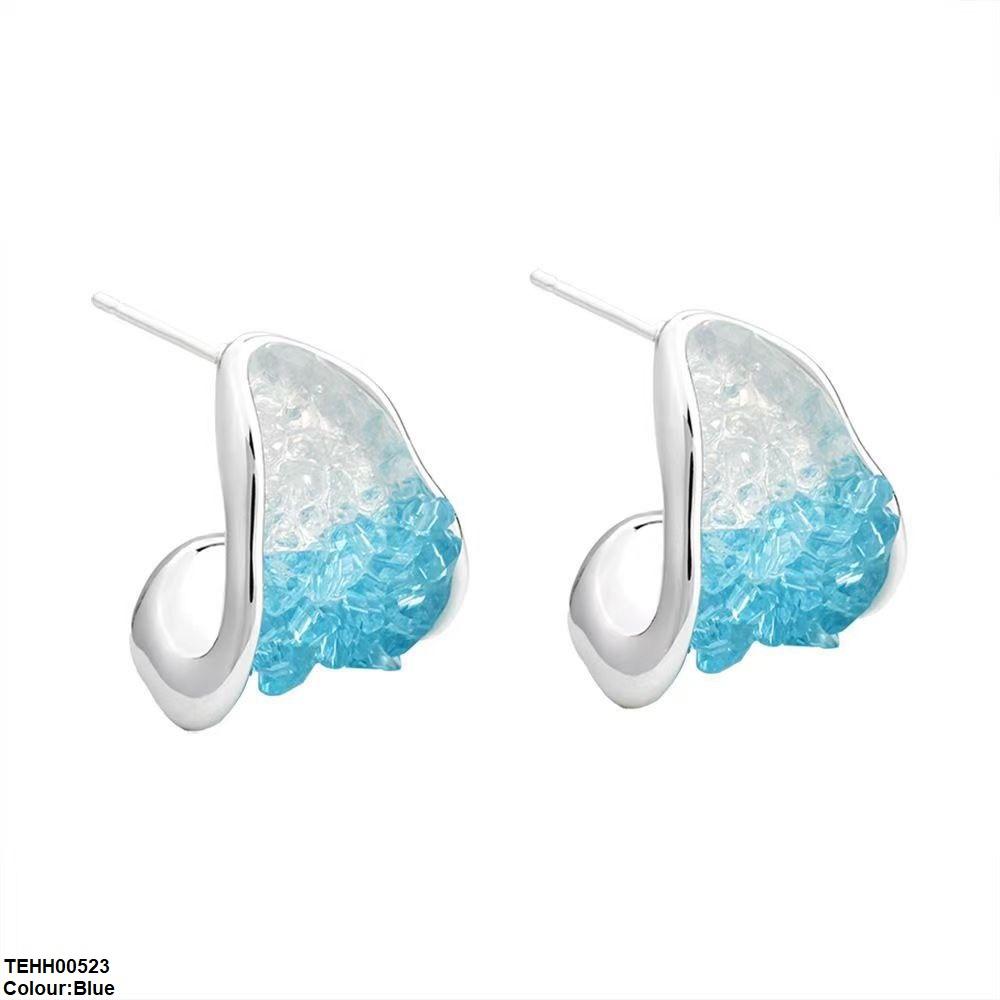 Triangle Zircon Stone Hoops Pair