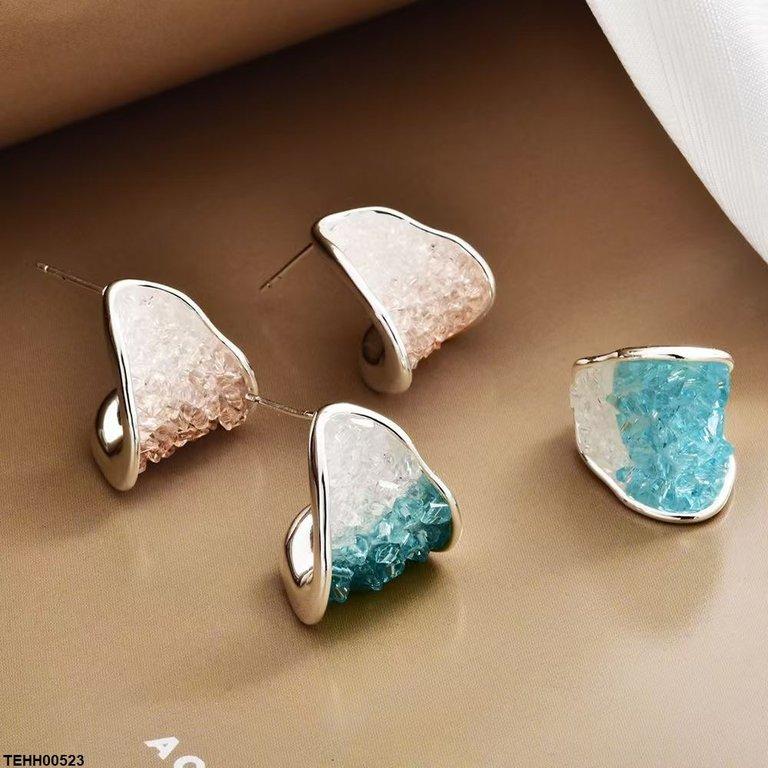 Triangle Zircon Stone Hoops Pair