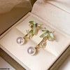 Date Palm Pearl Drop Earrings