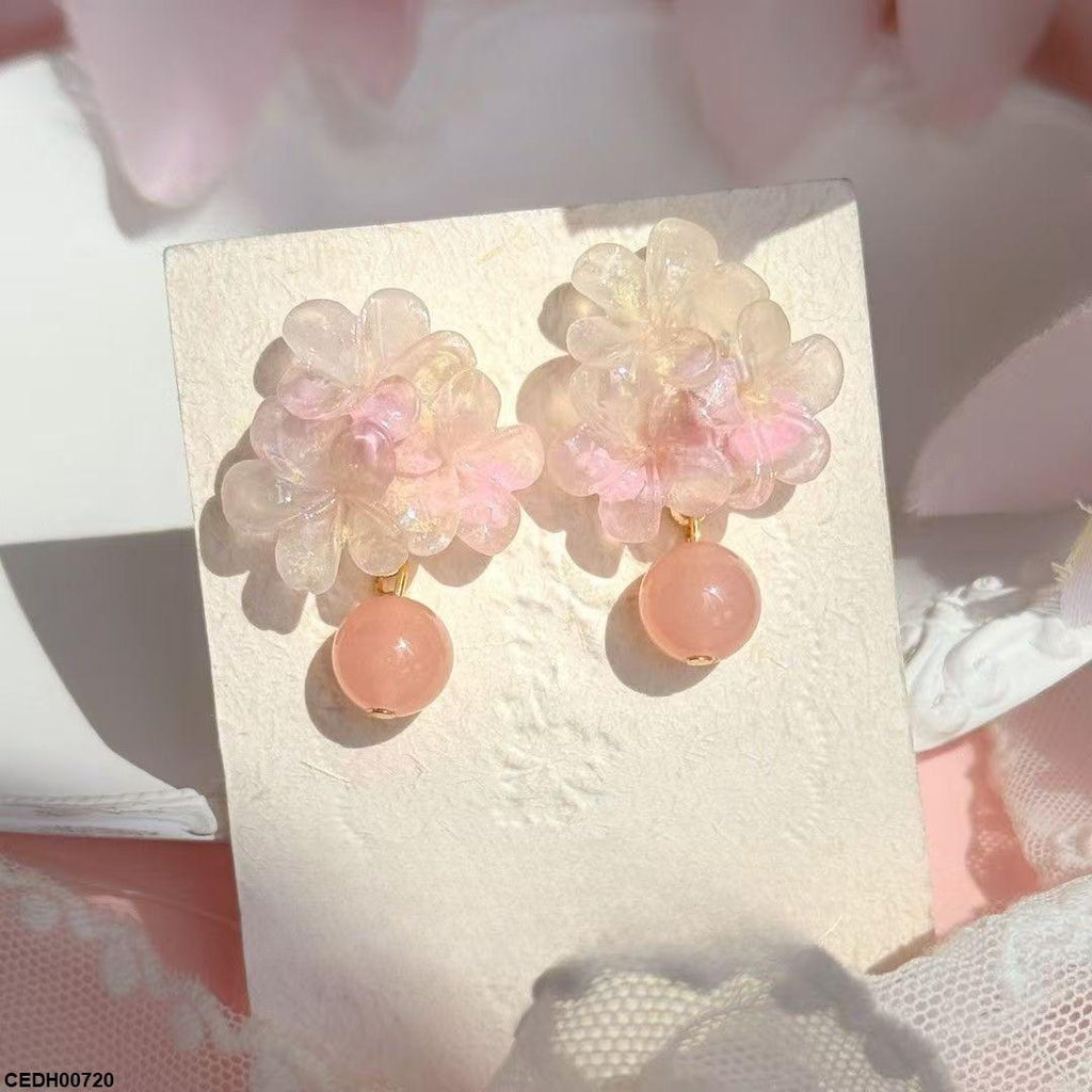 Rose Flower Round Drop Earrings