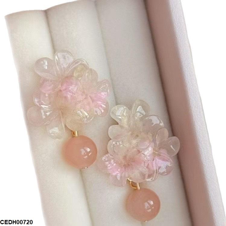 Rose Flower Round Drop Earrings