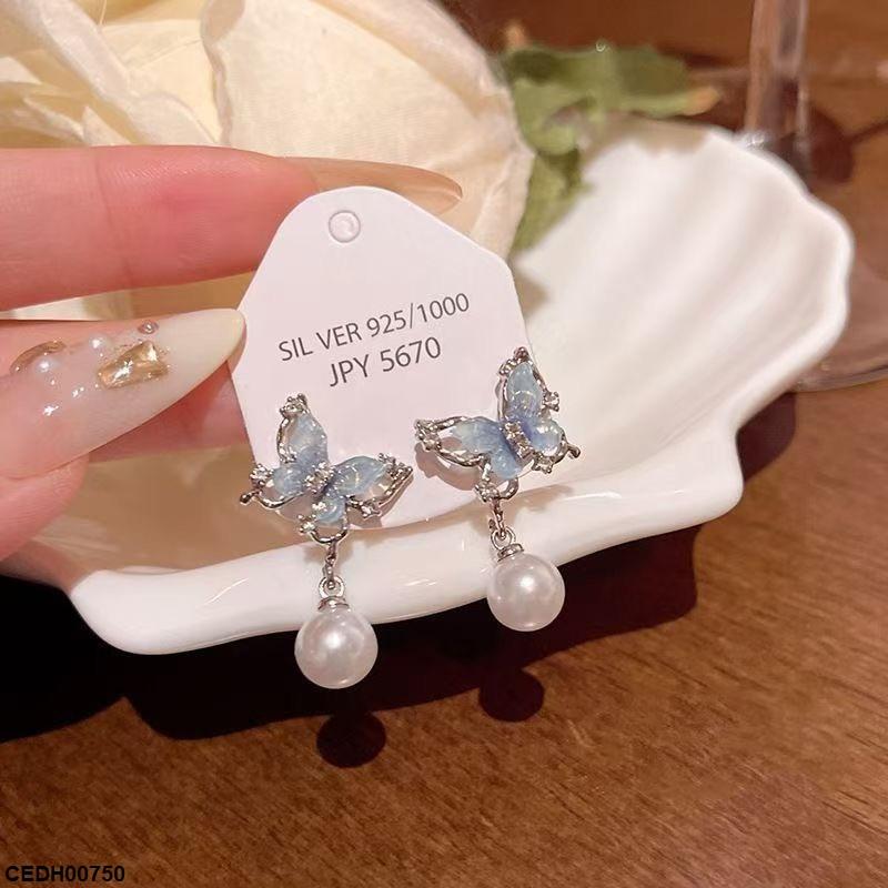 Butterfly Pearl Drop Earrings