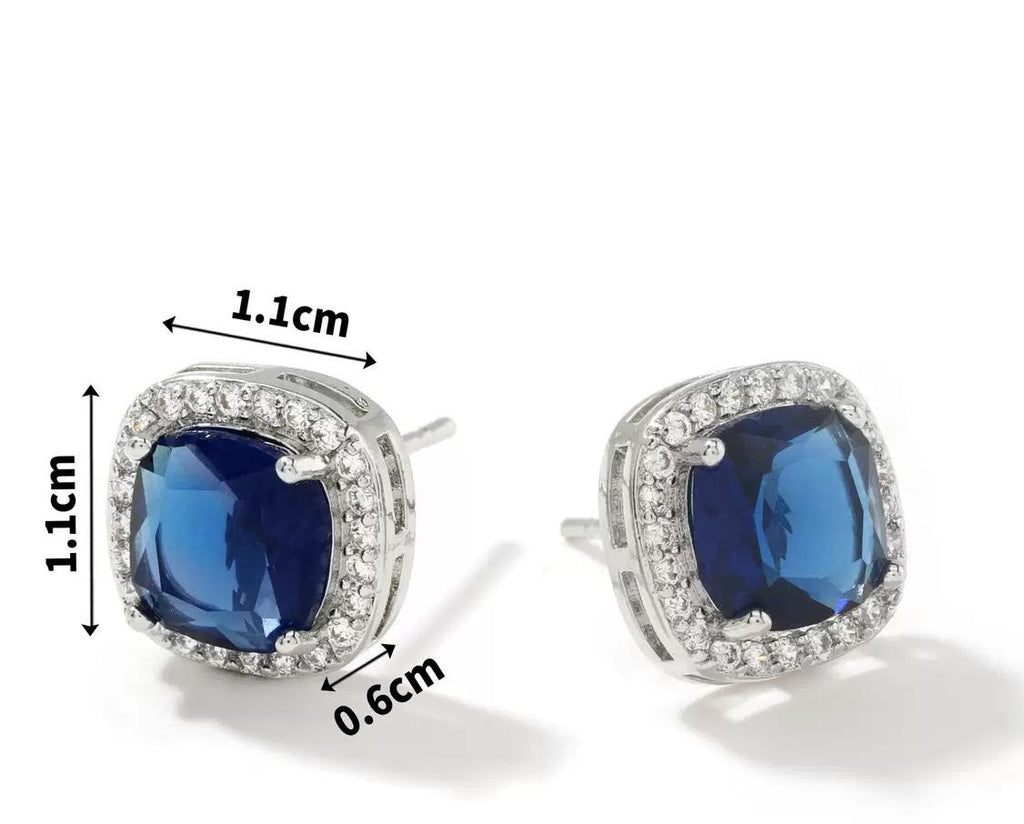 Square Zircon Stone Stainless Steel Tops Pair