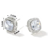 Square Zircon Stone Stainless Steel Tops Pair