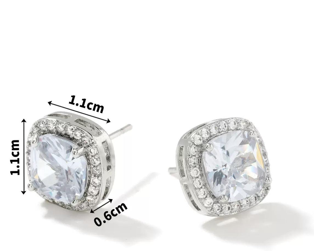 Square Zircon Stone Stainless Steel Tops Pair