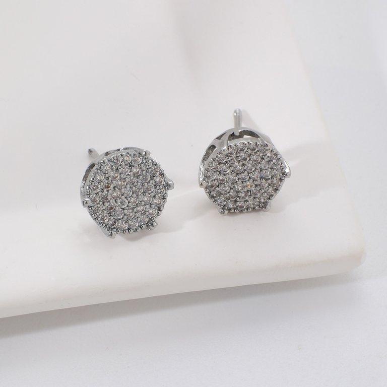 Halo Crystal Zircon Stainless Steel Tops Pair
