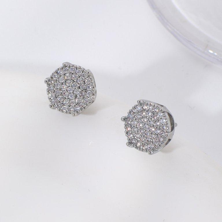 Halo Crystal Zircon Stainless Steel Tops Pair