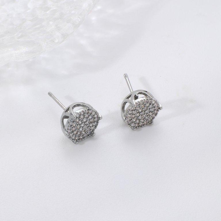 Halo Crystal Zircon Stainless Steel Tops Pair