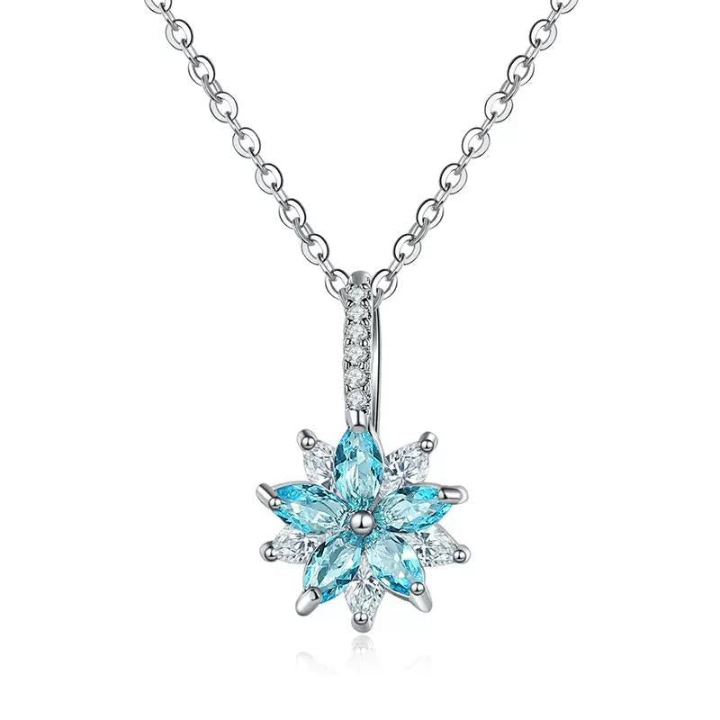 Stainless Steel Marquise Flower Zircon Pendant