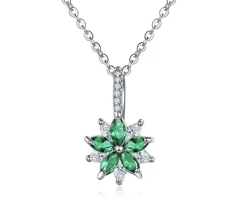 Stainless Steel Marquise Flower Zircon Pendant