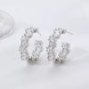 Stainless Steel Oval Zircon Stone Ear Hoops Pair