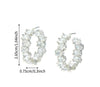 Stainless Steel Oval Zircon Stone Ear Hoops Pair