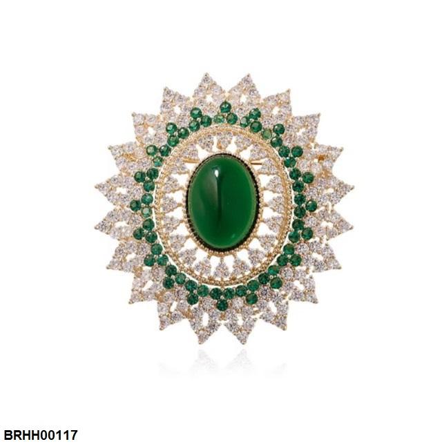 Oval Flower Zircon Broach