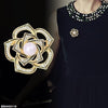 Pearl Camellia Flower Zircon Broach