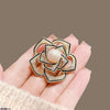 Pearl Camellia Flower Zircon Broach