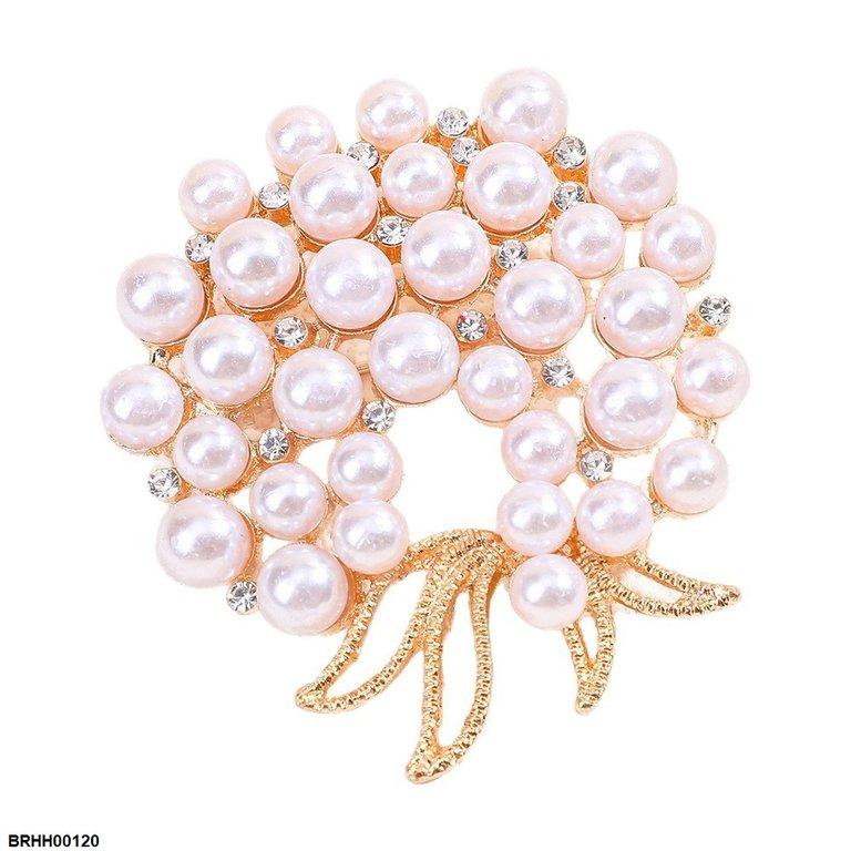 Pearl Round Zircon Broach