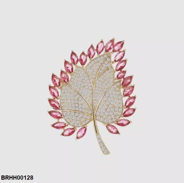 Maple Leaf Zircon Broach
