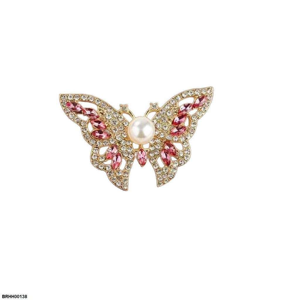 Pearl Butterfly Zircon Broach