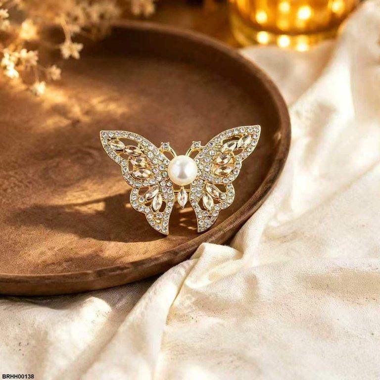 Pearl Butterfly Zircon Broach